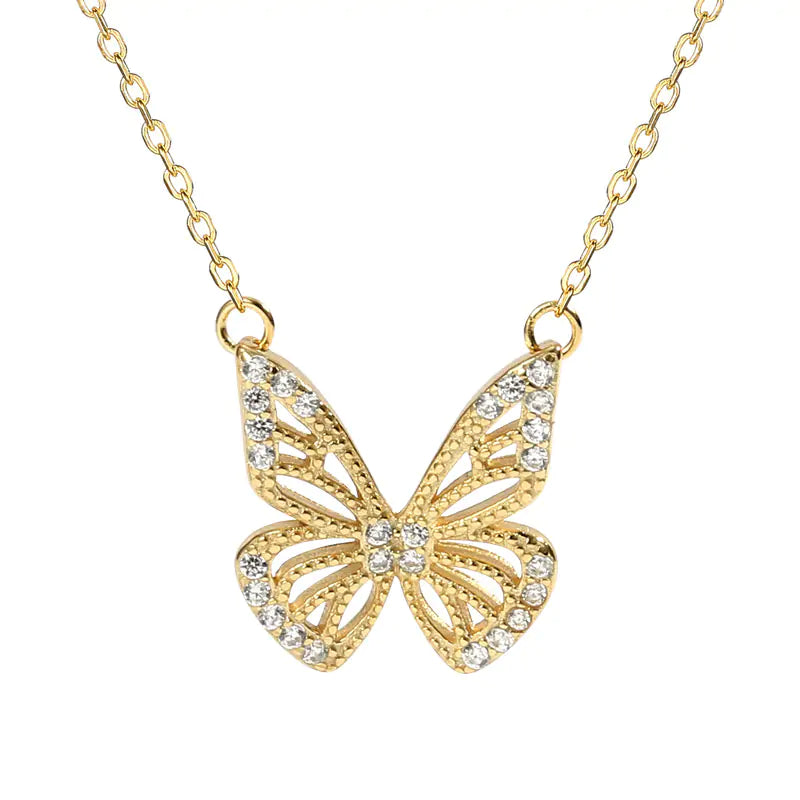 Collar Gargantilla de Mariposa en Plata (Baño de Oro)