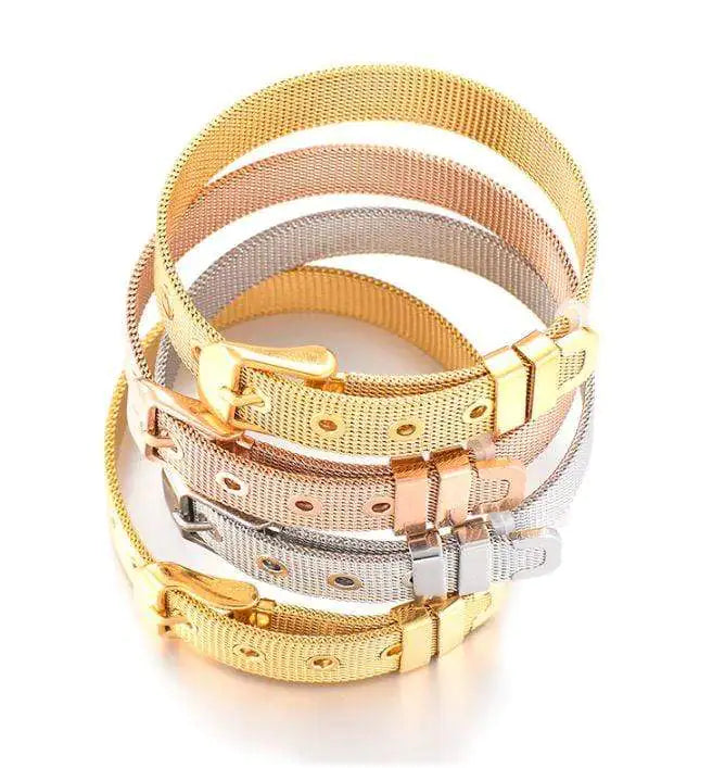 Pulsera de Malla Ajustable de Acero Inoxidable (Oro Rosa)